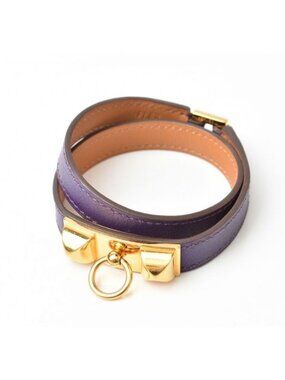 Hermes Bangle Bracelet Rival Doubletour Purple Gold Size